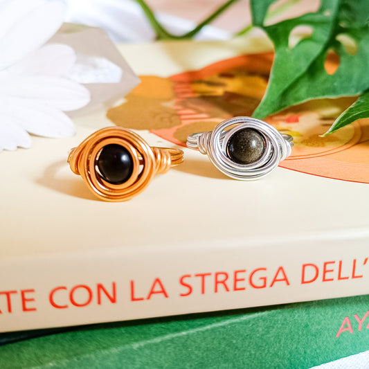 ANELLO WRAP CON OSSIDIANA ARGENTO