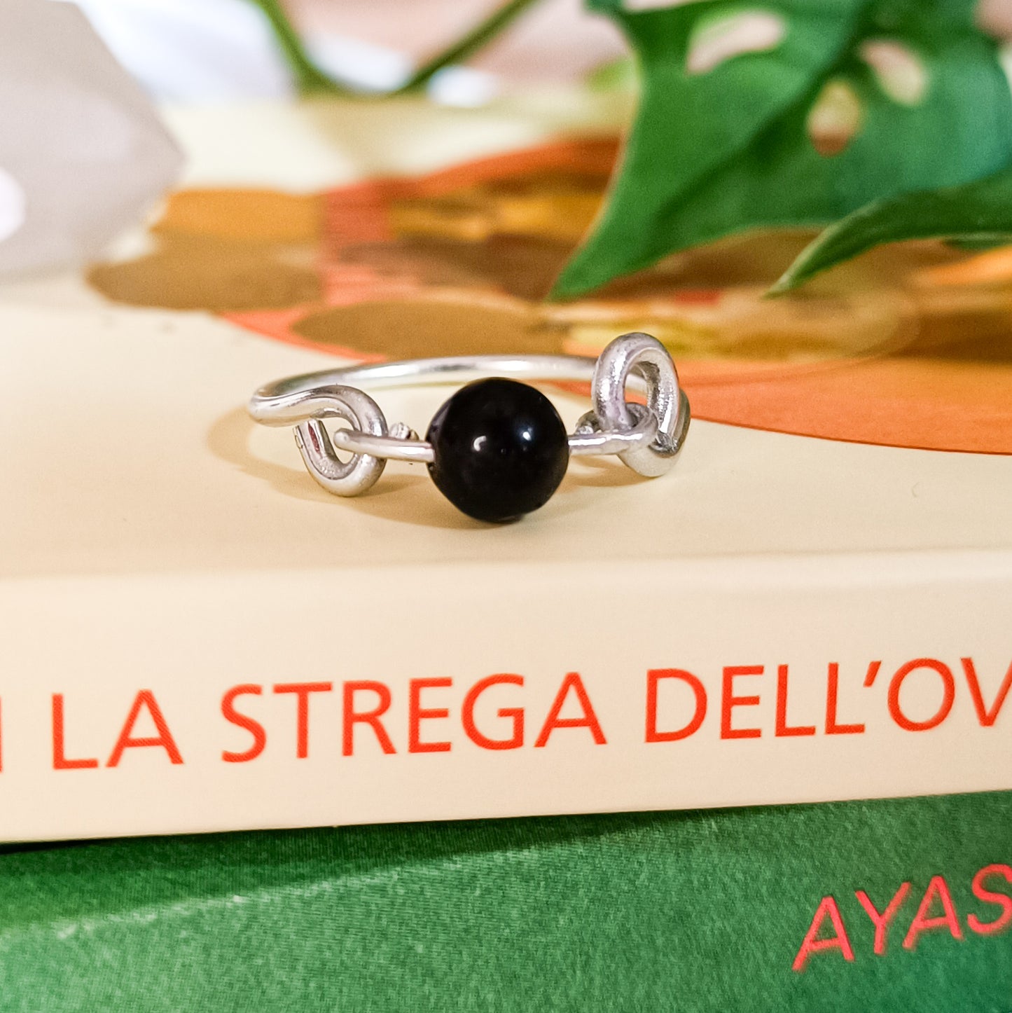 ANELLO SINGLE PEARL CON OSSIDIANA ARGENTO